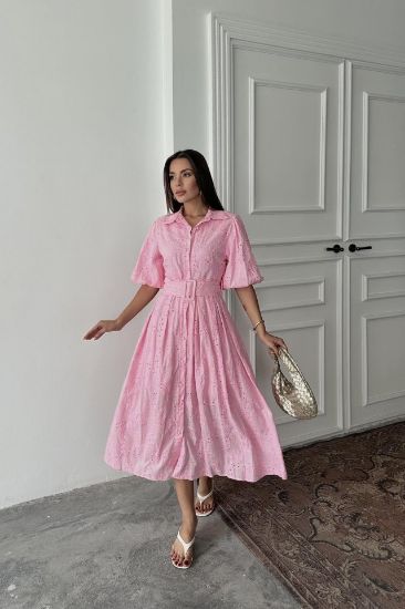 Pembe Pileli Balkon Elbise resmi
